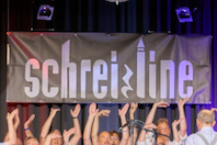 Banner Saalbau mit Schriftzug